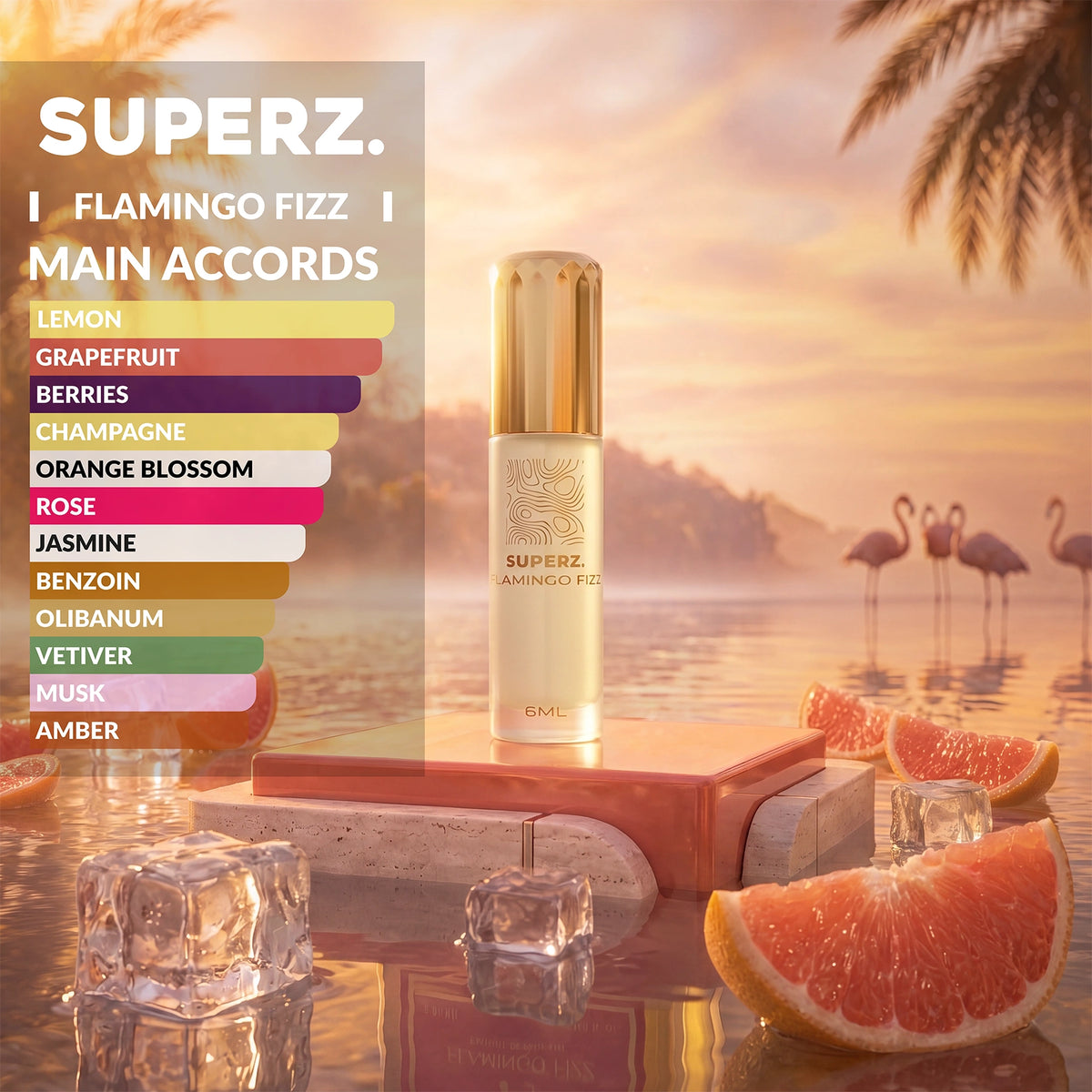 Flamingo Fizz - 6 ml Exclusive 100% Perfume oil - Unisex – Superz