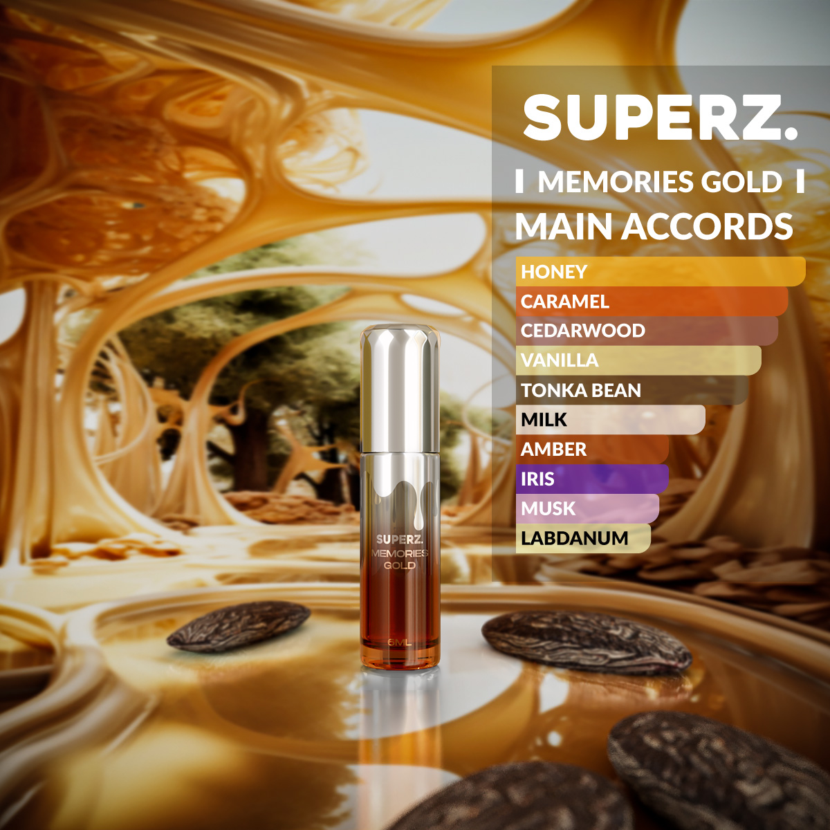 Memories Gold - 6 ml Exclusive 100% Perfume oil - Unisex – Superz