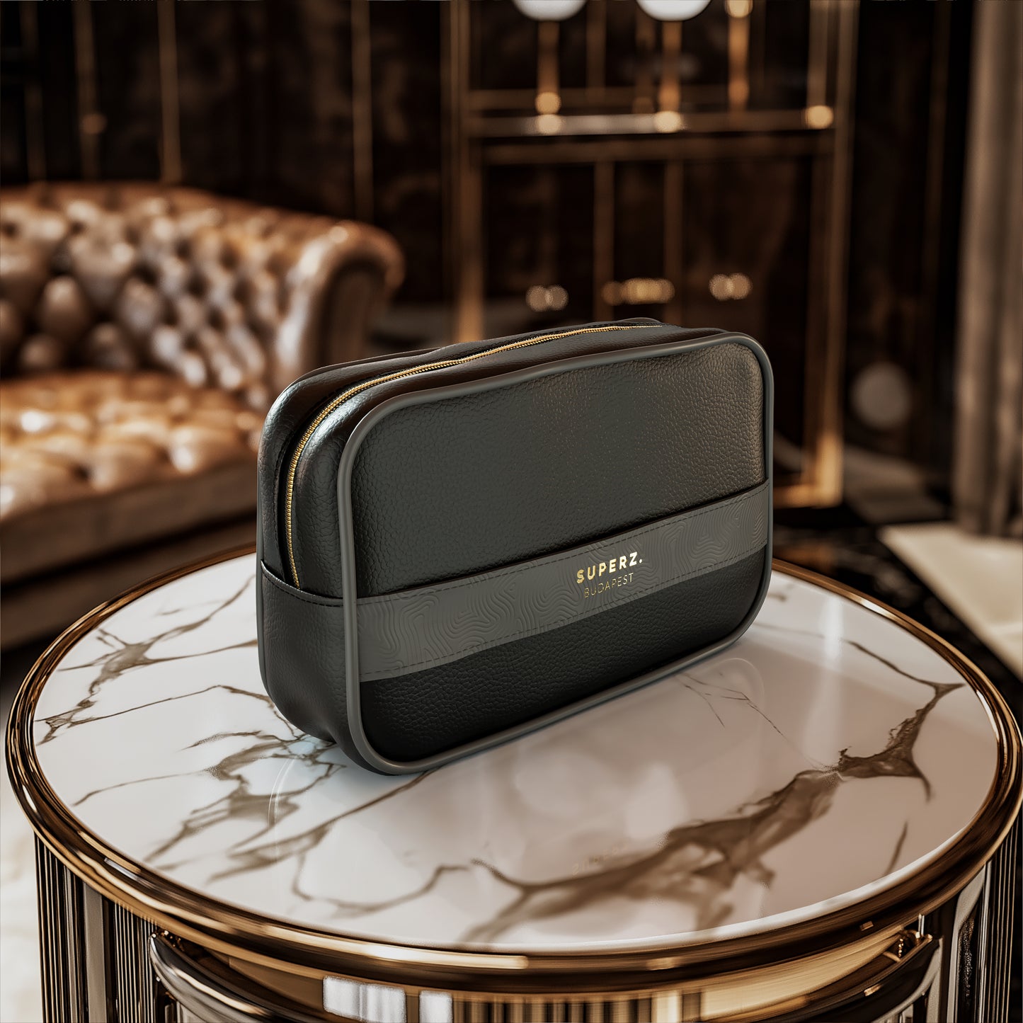 Geantă cosmetică premium din piele vegană – neagră