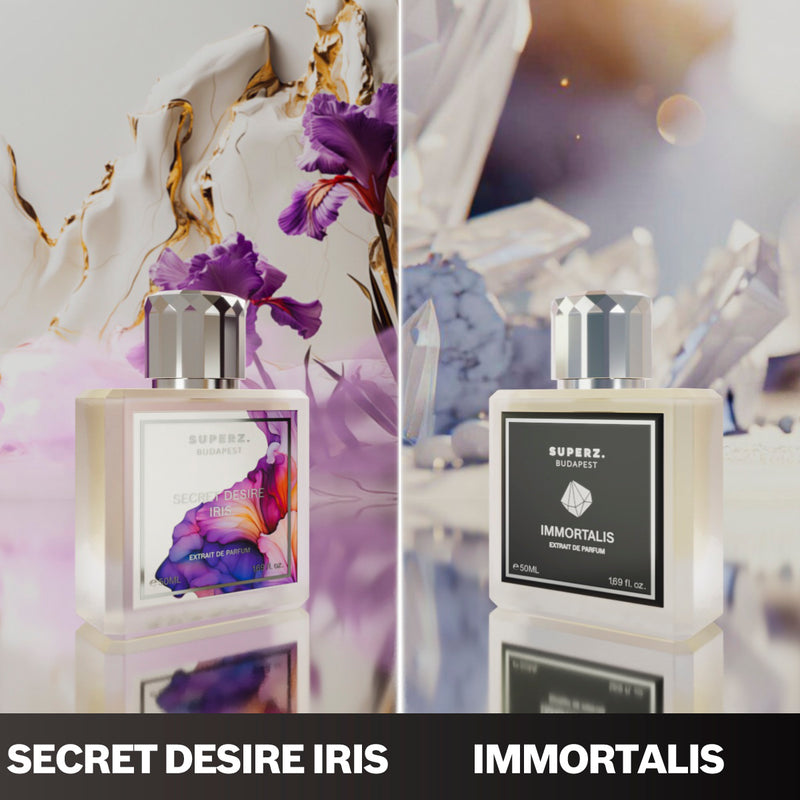 Umarme zeitlose Eleganz mit Secret Desire Iris und Immortalis.