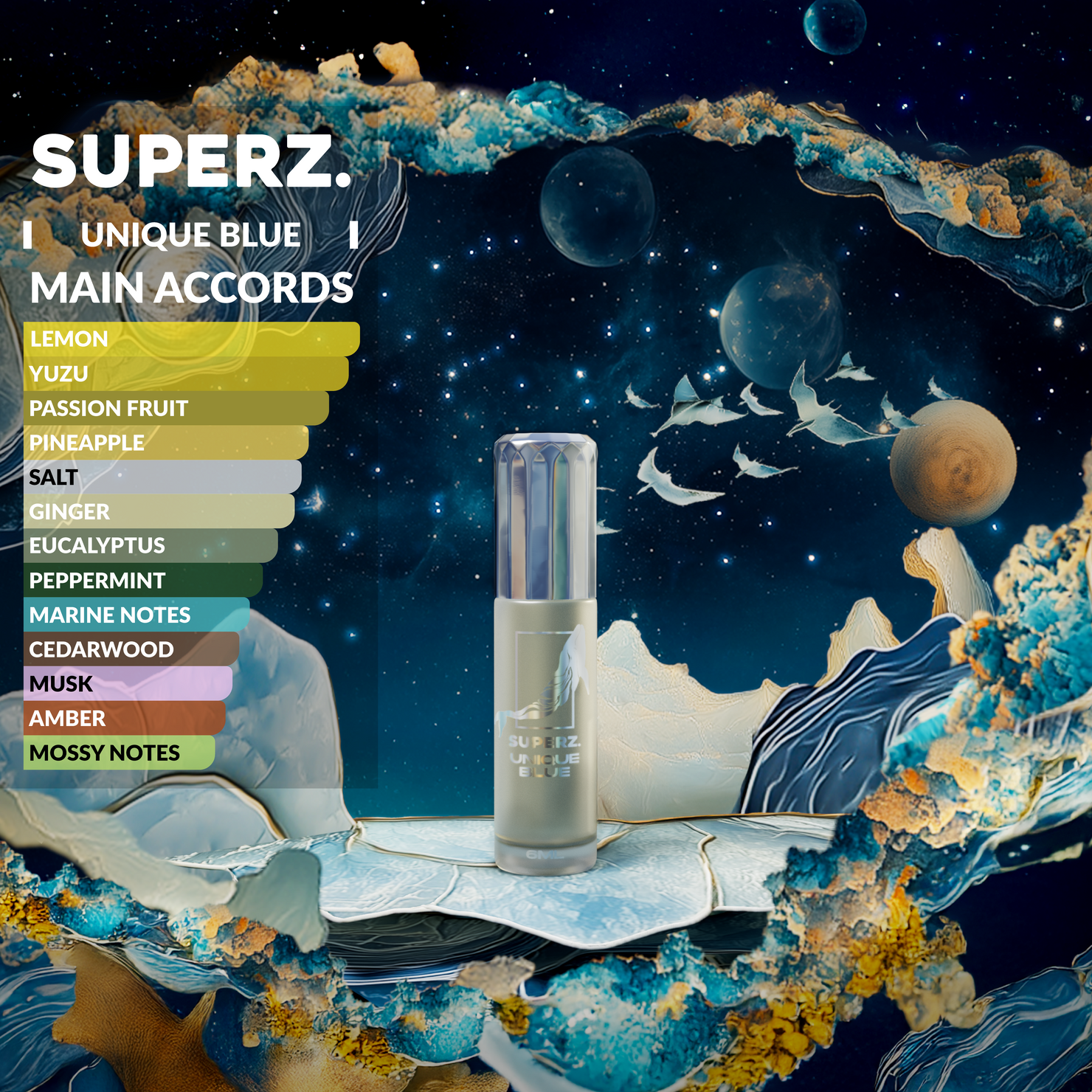 Unique Blue - 6 ml exklusives 100% Parfümöl - Unisex
